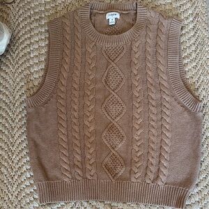 J. Crew Cable-Knit V-Neck Sweater Vest — Taupe